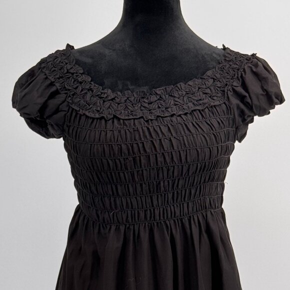 Vtg Max Edition Smocked Dress Womens L Floral Embroidery Hem Milkmaid Peasant‎ - Picture 5 of 6